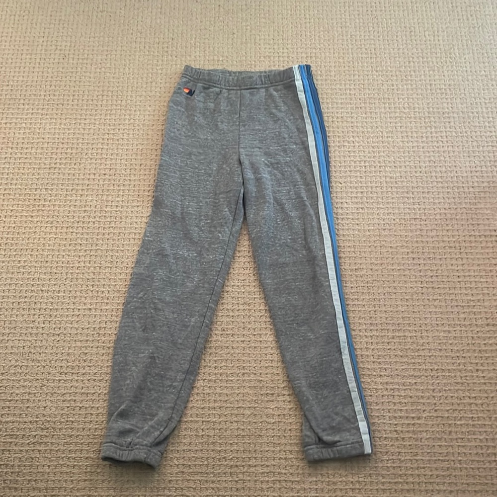 kids aviator nation blue striped sweatpants size 14 medium condition